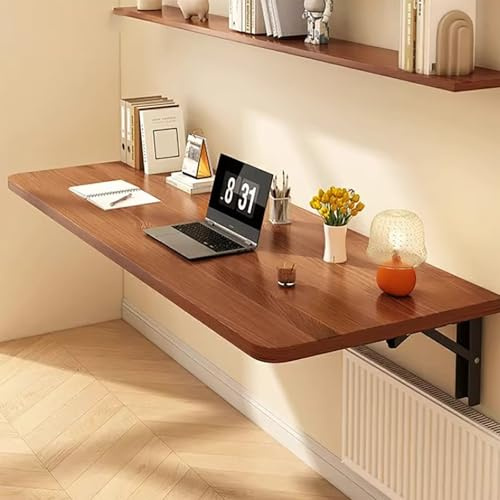 Jidanmian Wandklapptisch, schwebender Wandschreibtisch, platzsparende, zusammenklappbare Wandwerkbank/Schreibtisch für Zuhause, Esszimmer, Waschküche, Küche, Braun(40x20cm)
