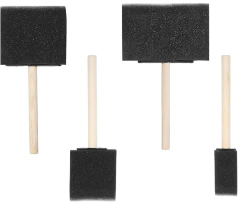 Yuomeaz 4 Pcs Paint Sponges Brush Set, 4 Size Foam Brushes, Lightweight Painting Sponge Brush with Wood Handle for Staining, Crafting (1 2 3 4)