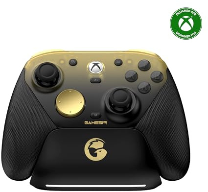 GameSir G7 Pro Manette 1000Hz avec Station de Recharge pour Xbox Series X|S, Xbox One, Windows 10/11 & Android – Joysticks TMR, Gâchettes Réglables & 4 Boutons Programmables – Or