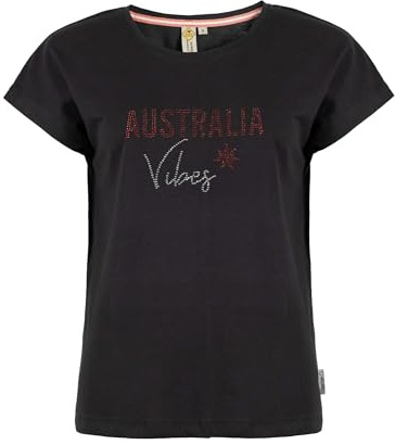 ROADSIGN australia Damen T-Shirt mit Glanzdetails, aus Baumwolle, weich auf der Haut