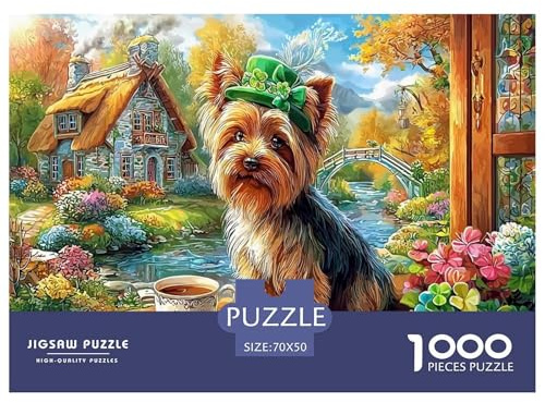 Yorkshire Terrier Adult Jigsaws 1000 Pieces - Yorkie in Golden Grass Impossible Hard Difficult Challenging Puzzle 70x50cm/1000pcs