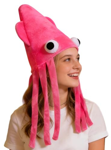 Genérico Gorros Divertidos para Niños | Disfraz de Calamar de Felpa Transpirable,Sombrero de Animal Marino - Para Fotografía, Actuaciones, Navidad, Cumpleaños, Niños, Adultos,