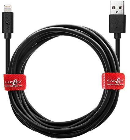 JuicEBitz 2m/6ft USB Charger Cable Data Sync Wire Compatible with iPhone 13 Pro Max 12 11 SE (2020) XR XS X 8 7 Plus 6S, iPad Pro, Air 2, Mini + iPod (Black)
