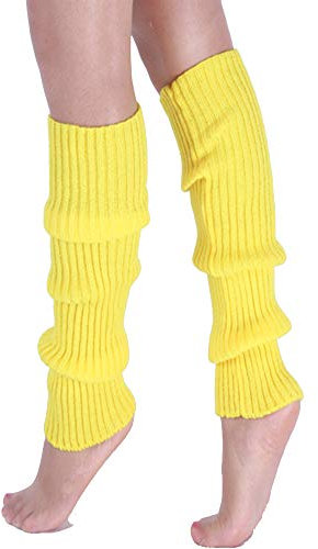 Mengmiao Damen Gestrickt Stulpen Beinstulpen Socken Stricken Strümpfe Gelb