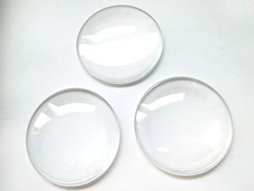 beadsvision 5 Glas Cabochons 40mm klar rund durchsichtig Glascabochons 40x8,5mm