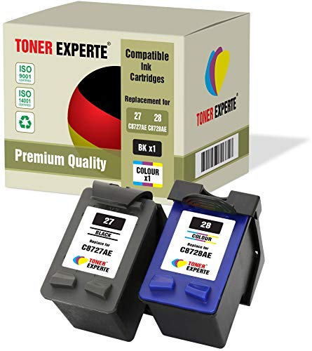 TONER EXPERTE 2 XL Druckerpatronen kompatibel für 27 28 Deskjet 3320 3325 3420 3520 3535 3550 3620 3650 5650 5850 Fax 1240 PSC 1110 1205 1210 1215 1315 Officejet 4215 (Schwarz, Farbe)