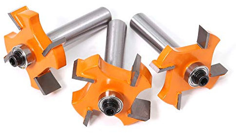 Gasea 3pcs 8mm 4-Lame Fraise à Bois T-Forme Fraise de Rainure Set Coupe Outil de Travail du Bois Orange Lame Hauteur:6mm, 8mm, 10mm