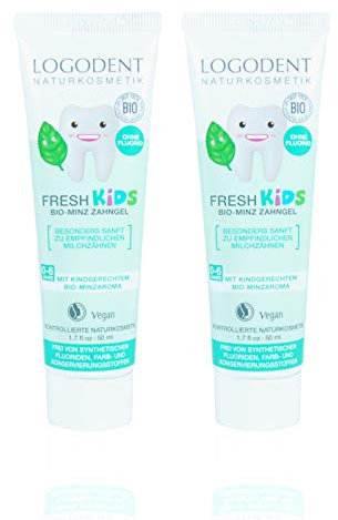 LOGODENT Spearmint Kinder Zahngel (2x50 ml) natürliche Wirkstoffkombination aus Bio-Minze, Bio-Kamille und Kieselgel, Vegan, Fluoridfrei, Naturkosmetik, Glutenfrei