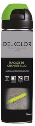 DELKOLOR - Delkolor Peinture de Traçage et Marquage au Sol Fluo en Aérosol - 500ml - Couleur VERT