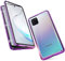 Handyhülle kompatibel mit Samsung Galaxy Note 10 Lite Hülle Magnetische Adsorption Case Metallrahmen Handyhülle 360 Grad Schutzhülle Vorne und Hinten Schutz Transparent Gehärtetes Glas Cover,Lila