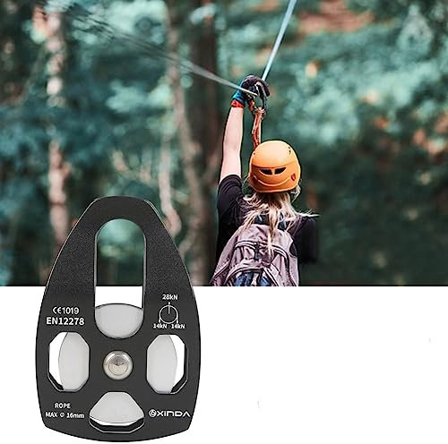 Jadeshay Seilrolle - Winch Snatch Block Pulley - Klettern im Freien 28KN Pulley Single Sheave mit Schwenkplatte(schwarz)
