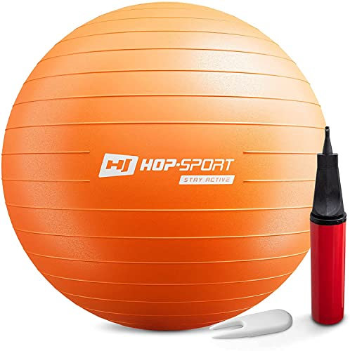 Hop-Sport Gymnastikball inkl. Ballpumpe, 35 45 55 65 75 cm, Maximalbelastbarkeit bis 100kg, Fitnessball ideal für für Yoga Pilates, Balance Übung HS-R065YB orange - 65cm