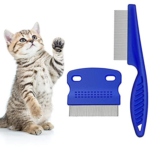 Flohkamm für Katzen, 2 Stück Läusekamm Staubkamm für Katzen Hunde Effektiv Gegen Flöhe & Läuse Profi Floh Kamm für Hund & Katze