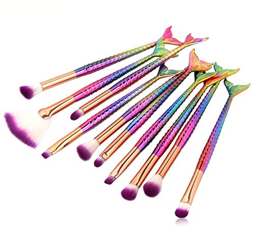 Ensemble de pinceaux de maquillage pour les yeux de sirène, pinceaux de maquillage professionnels pour fard à paupières avec poils synthétiques doux, Multicolore, Taille unique