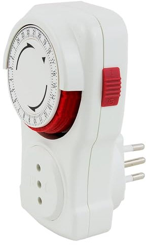 POLY POOL | PP1407AM Programmatore Giornaliero 250V Timer Programmabile per Spina Elettrica Temporizzata Timer Presa Elettrica a Ciclio Giornaliero di Colore Bianco