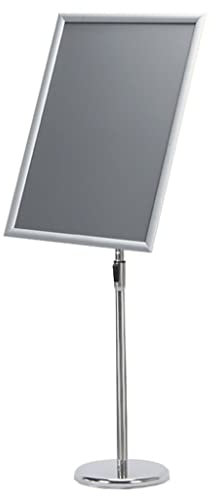 HBLZGBL Porte Affiche A2 Réglable - Presentoir Pied en Aluminium - pour Les Mariages, Expositions, Magasins et Menus de Restaurants (Color : Silver)