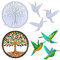 HyzaPhix 4pcs Stampi Per Resina, Stampo Silicone Albero Della Vita Stampini Resina Epossidica Colibrì Uccello Resin Molds Tree of Life per DIY Artigianato Fatto a Mano, Decorazioni Parete