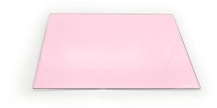 Clear Glass Chopping Board with Pastel Pink Print - Size 40cm x 30cm - Non Slip Glass Worktop Savers for Kitchen - Great Worktop Protector for Any Food prep