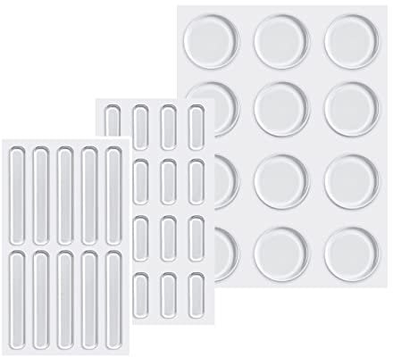 Vicloon Elastikpuffer,38 StückTransparente Siliconpuffer, transparente Türpuffer,Lärm Dämpfung Pads für Tür Schubladen, Schränke, Notebook(3 Formen)