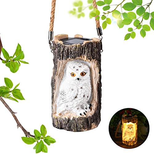 Herefun Eule Gartenfiguren, Gartendeko Eule Solar Leuchte, LED Solarbetriebenen Lampen Dekoration, LED Gartenleuchte mit aus Kunstharz Wasserdicht für Draußen Gartenfigur Deko, Balkon, Garten