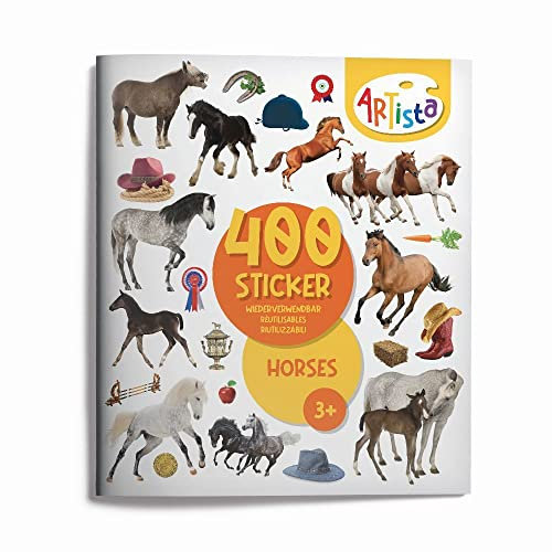 Artista 9315126 Stickerbuch Pferde, 400 naturgetreue Sticker, wiederverwendbar, für Erwachsene und Kinder ab 3 Jahren