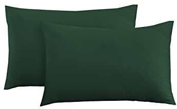 Linen Home Bottle Green Pillowcases 2 Pack, Easy Care Soft Brushed Microfibre Standard Pillow cases 50x75 cm, Wrinkle and Fade Resistance (Pillowcases 2 Pack, Bottle Green)