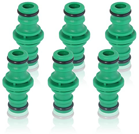 6Pcs Double Male Hose Connector, Green Hose Pipe Connector Set Male to Male Garden Hose Connector for Garden Hose Tap