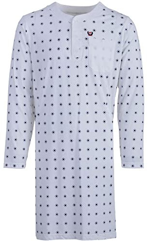 Henry Terre Herren Nachthemd Langarm Raute Rundhals Tasche Schlafshirt Knöpfe M-2XL, Farbe:anthrazit, Größe:M