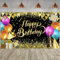 2.4x1.8m Foto Hintergrund Geburtstag Schwarz Gold Glitter Ballon Happy Birthday Zeichen Poster Fotografie Hintergrund Kinder Männer Frauen Geburtstag Party Dekorationen Banner Fotostudio Requisiten