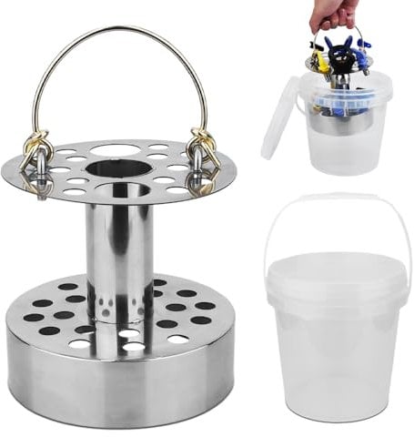 Limpiador y organizador de equipos de puntas de pulverización, mantiene las puntas de pulverización, el protector de punta y el filtro de pistola de pulverización sin aire limpios, viene con cubo de