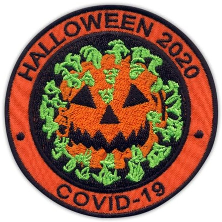 Halloween 2020 - Virus als Kürbis - Aufnäher - Bestickter Aufnäher / Abzeichen / Emblem