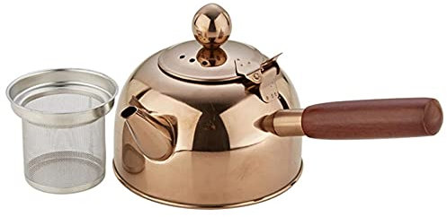 Théière classique Bouilloire à thé en acier inoxydable de 680 ml avec poignée latérale en bois pour faire une cafetière bouillante adaptée à tous les poêles pour faire bouillir de l'eau (couleur : co
