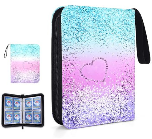 Karten Sammelalbum 400 Pockets 50 Seiten, Sammelkarten Alben, Wasserdicht, Exquisite Geschenke (400 Taschen, Herzförmig)