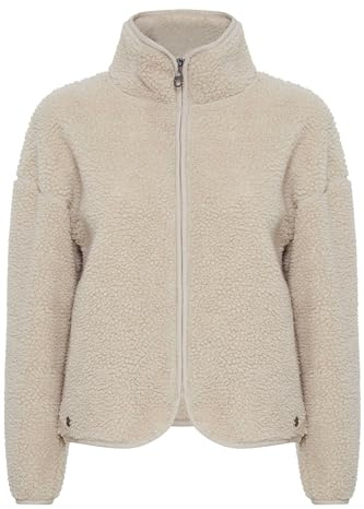 OXMO OXTonje Damen Sweatjacke Jacke mit Teddyfutter mit Stehkragen Reißverschluss Eingrifftaschen Loose fit