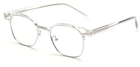 kachawoo Quadratische Gläser Rahmen Männer Frauen Retro Brillen TR90 Metall Brillen Halbrahmen Gläser