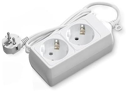 Ciabatta bianca a 2 prese schuko senza interruttore, 1,5 m H05VV-F 3G1,5 m㎡, base a 2 prese