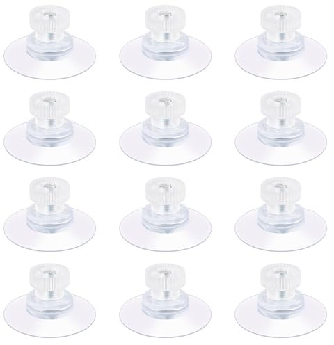 DAJISI Paquete de 12 ventosas de plástico de 25 mm, ventosas transparentes de PVC transparente con tuerca de tapa, ventosa fuerte y gruesa
