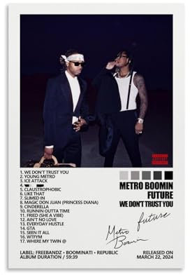 EVGOOGYY Metro Boomin and Future Poster We Don't Trust You, Musikalbum-Cover, Poster für Zimmer, ästhetische Leinwand, Wandkunst, Schlafzimmer-Dekor, 30 x 45 cm, ungerahmt, 3