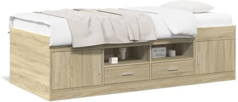 AUUIJKJF Wohnartikel, Tagesbett mit Schubladen, Sonoma-Eiche, 90 x 190 cm, Holzwerkstoff, Anzugmöbel