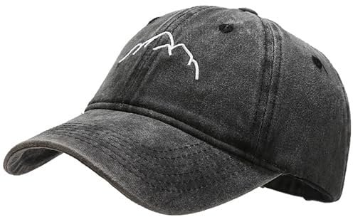 XYIYI Berg Schwarz Vintage Basecap Verstellbare Distressed Washed Baseball Kappe für Damen Herren