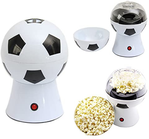 Elektrischer Popcorn-Maker Für Zu Hause Heißluft-Popcorn-Popper-Maschine Kalorienarme Und Fettfreie Poppers Für Party, Filmabend, Fußballspiel Fußball/Basketball/Volleyball Design 1200W(White)