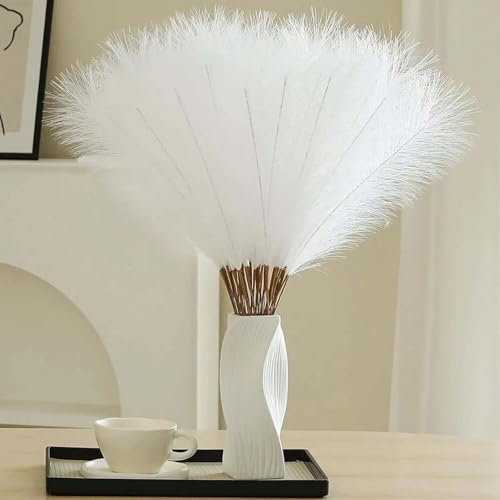 VIDSTW 30 Piezas Artificiales De Pampas, 55CM Pampas Secas Decoracion Boda Pampas Grass Hierba De Pampa Grass Grande Decoración de Ramo Seco Boho para Decoración del Hogar (Blanco)