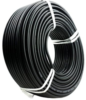 Solar pv cable Panel wire 100 Meters/Roll 4mm² (12AWG) Solar Cable Red or Black PV Cable Wire Copper Conductor Used for Solar(100Meters Black)