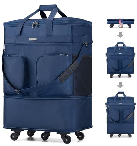 Hanke Maleta Grande expandible de 4 Ruedas, Ligera, Plegable, Maletas y Bolsas de Viaje, Equipaje de Mano Que se extiende 20/24/28 Pulgadas, Bolsa de Lona sin asa telescópica para Hombres y Mujeres,