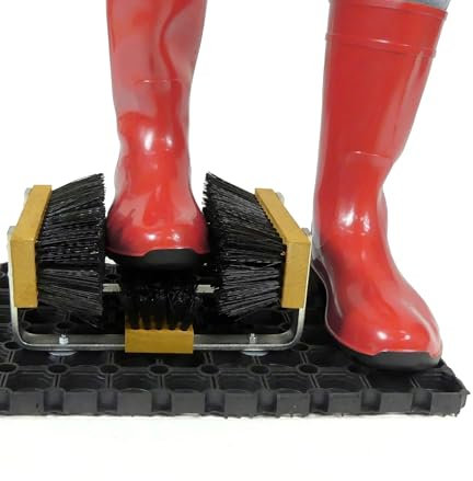 CZYSZCZAK Schuhabtreter SMART - Fußabtreter Außenbereich - Schuhbürsten - Schuhputzer mit Gummi- und Nylonborsten-Plattform, drei Bürsten, schwarz, keine Montage erforderlich