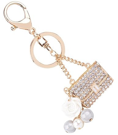 BESTYASH Modischer Perlen Blumentaschen Schlüsselanhänger Kreatives Taschenanhänger Damenbag Charm Eleganter Auto Schlüsselring Vielseitiges Accessoire Für Handtasche Und Geschenk