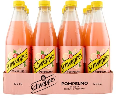 Schweppes, Bibita Gassata al Pompelmo in Rosa, Confezione da 12x0,5 L, Effervescenza Unica, Ideale per Cocktail e Aperitivi
