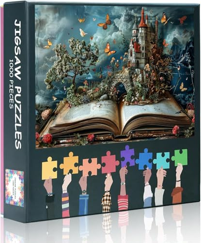 Jigsaw Puzzles for Adults Fantasy World Inside of The Book Puzzle Flowers Knowledge Butterfly Castle Puzzles for Adults 1000 Pieces-Landscape Challenge Impossible Games