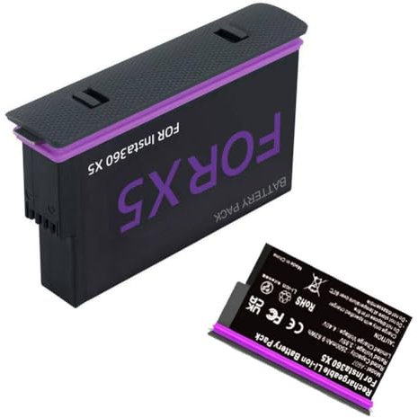For Insta 360 X5 Replacement Battery,2500mAh Rechargeable Battery Compatible for Insta360 X5 Camera,Sports Camera Battery for Insta360 X5 Accessories,Lithium Battery for Insta360 X5 Camera
