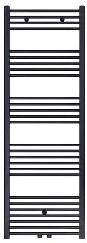 Erfu Mittelanschluß Badheizkörper - Handtuchhalter Heizkörper | Handtuchwärmer | Handtuchtrockner | Röhrenheizkörper (Schwarz, 1600x500 mm)